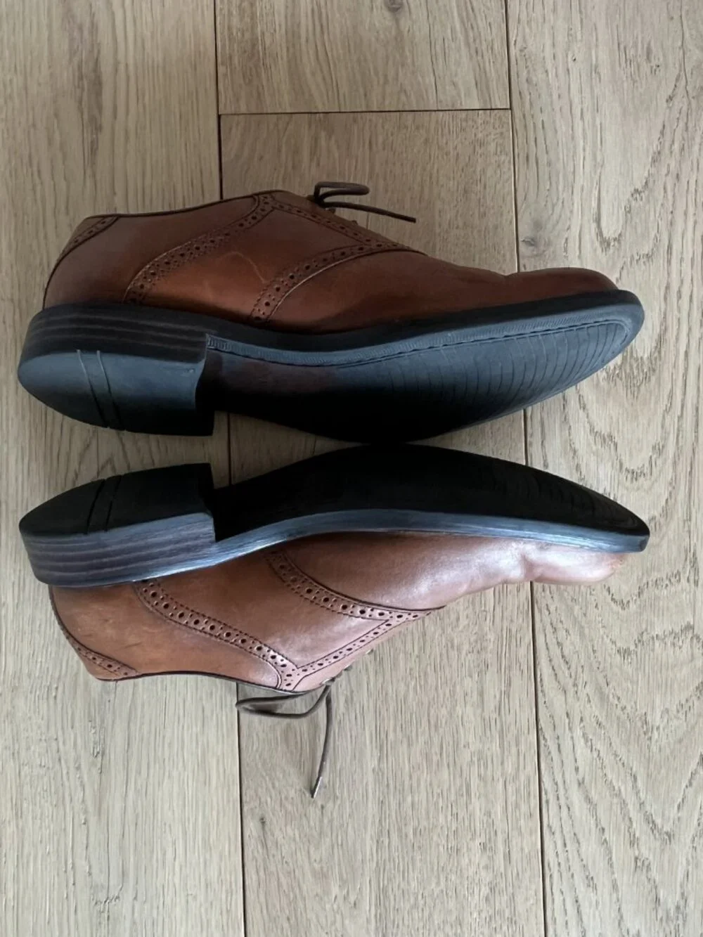 Johnston & Murphy Men’s Brown Leather Lace-Up Derby Dress Shoes Size 10.5 Medium